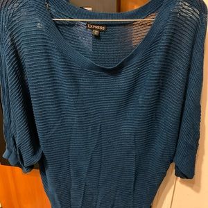 Express dark green 3/4 length sleeve mesh sweater